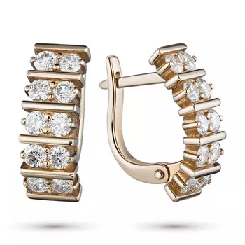 Серьги из красного золота с бриллиантом э02с021907