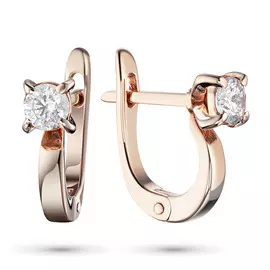 Серьги из красного золота с бриллиантом э02с120828