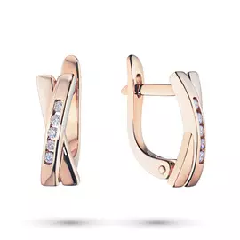 Серьги из красного золота с бриллиантом э02с051536