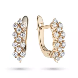 Серьги из красного золота с бриллиантом э02с081609