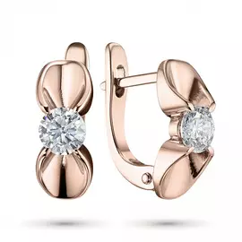 Серьги из красного золота с бриллиантом э02с071205