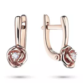 Серьги из красного золота с бриллиантом э0201сг09170600