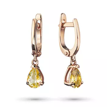 Серьги из красного золота с цитрином э0236с_030507001