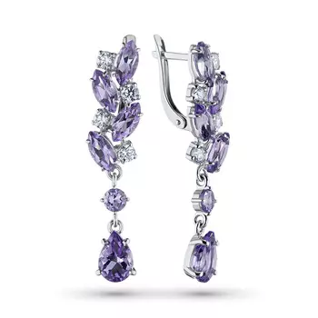 Серьги из серебра с аметистами и фианитами э0607сг04200303