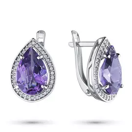 Серьги из серебра с аметистом и фианитом э0607сг04200334