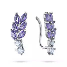 Серьги из серебра с аметистом и фианитом э0607сг04200476