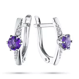 Серьги из серебра с аметистом и фианитом 203416-001-0019