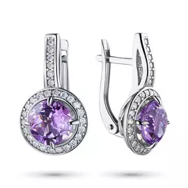 Серьги из серебра с аметистом и фианитом э0607сг04200313