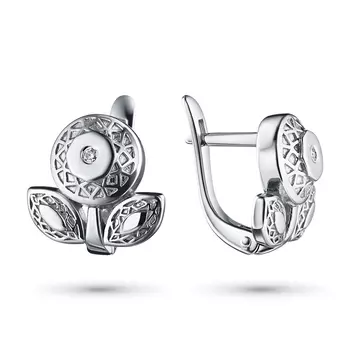 Серьги из серебра с бриллиантами э06сЛоготип