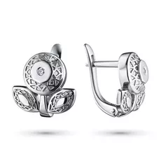 Серьги из серебра с бриллиантами э06сЛоготип