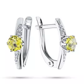 Серьги из серебра с цитрином и фианитом э0636сг04200355