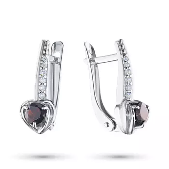 Серьги из серебра с гранатом и фианитом э0606сг04200316