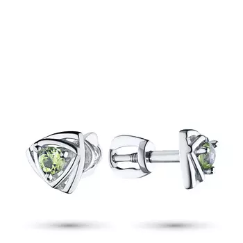 Серьги из серебра с хризолитом э0605сг04200406