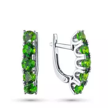 Серьги из серебра с хромдиопсидами э0605сг03185000