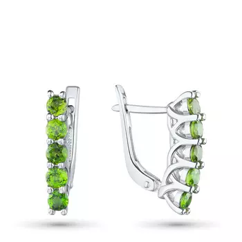 Серьги из серебра с хромдиопсидами э0605сг05103500