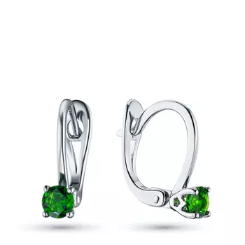 Серьги из серебра с хромдиопсидами э0605сг05210201