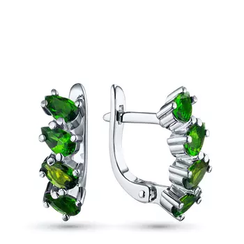 Серьги из серебра с хромдиопсидами э0605сг06220415