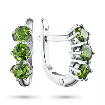 Серьги из серебра с хромдиопсидами э0605сг07070100