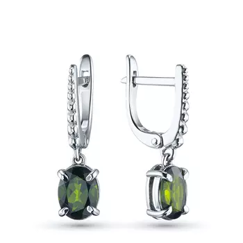 Серьги из серебра с хромдиопсидами э0605сг08220407