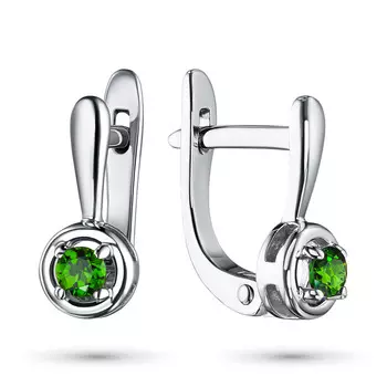 Серьги из серебра с хромдиопсидами э0605сг09191240