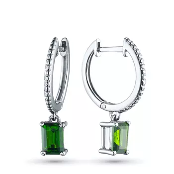 Серьги из серебра с хромдиопсидами э0605сг09220402