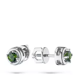 Серьги из серебра с хромдиопсидом э0601пс04194800