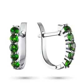 Серьги из серебра с хромдиопсидом э0605сг03142100
