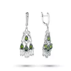 Серьги из серебра с хромдиопсидом э0605сг04201039