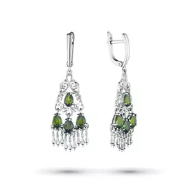 Серьги из серебра с хромдиопсидом э0605сг04201039