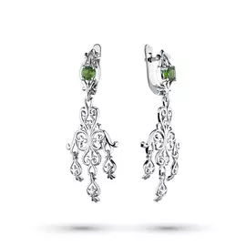 Серьги из серебра с хромдиопсидами э0605сг04201160