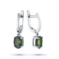 Серьги из серебра с хромдиопсидом э0605сг04202576