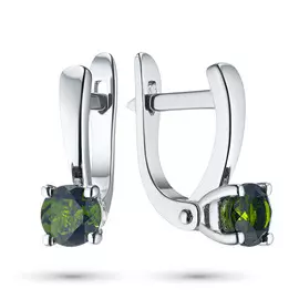 Серьги из серебра с хромдиопсидом э0605сг04202600