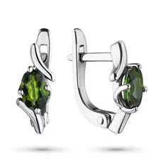 Серьги из серебра с хромдиопсидом э0605сг07193800