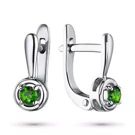 Серьги из серебра с хромдиопсидом э0605сг09191240