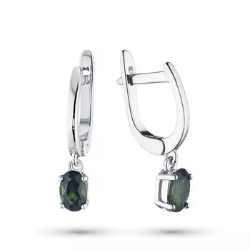 Серьги из серебра с хромдиопсидом э06с050406001