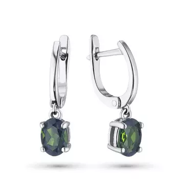 Серьги из серебра с хромдиопсидом э06с050507001
