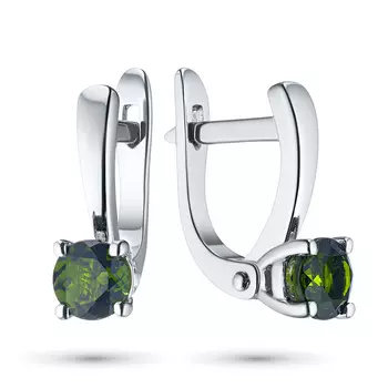 Серьги из серебра с хромдиопсидом э06с060506003