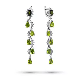 Серьги из серебра с, хромдиопсидом и топазами э0630сг12193610
