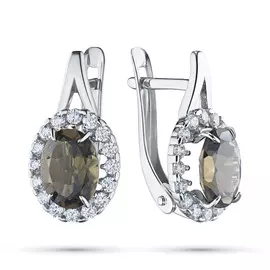 Серьги из серебра с раухтопазом и фианитом э0641сг04200341