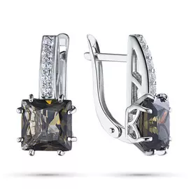 Серьги из серебра с раухтопазом и фианитом э0641сг04200310