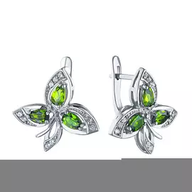 Серьги из серебра с топазами и хромдиопсидом э0630сг12193520