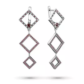 Серьги из серебра с топазом и гранатами э0630сг12193690