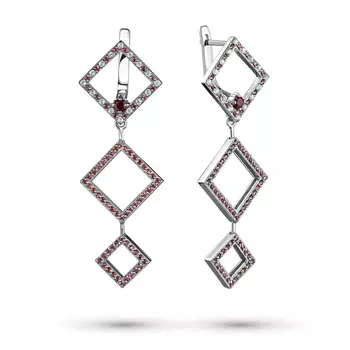 Серьги из серебра с топазом и гранатами э0630сг12193690