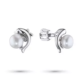 Серьги из серебра с жемчугом культивированным и фианитом э0610сг04200317