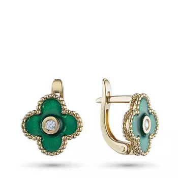 Серьги из желтого золота с бриллиантами э0393сг09200122