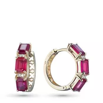 Серьги из желтого золота с бриллиантами и рубинами э0339сг06220412