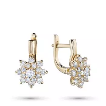 Серьги из желтого золота с бриллиантами э0301сг09160400