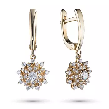 Серьги из желтого золота с бриллиантами э0301сг09185800