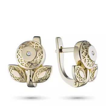 Серьги из желтого золота с бриллиантами э0301сг04202937