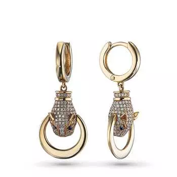 Серьги из желтого золота с бриллиантами э0337сг12200462